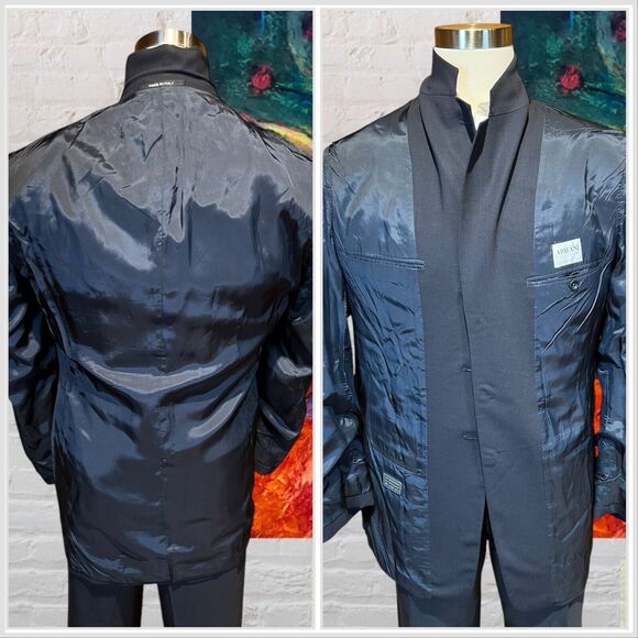 Armani Collezioni 42L Dark Navy Blue 3-Button Blazer Sport Coat Suit Jacket - Picture 7 of 13